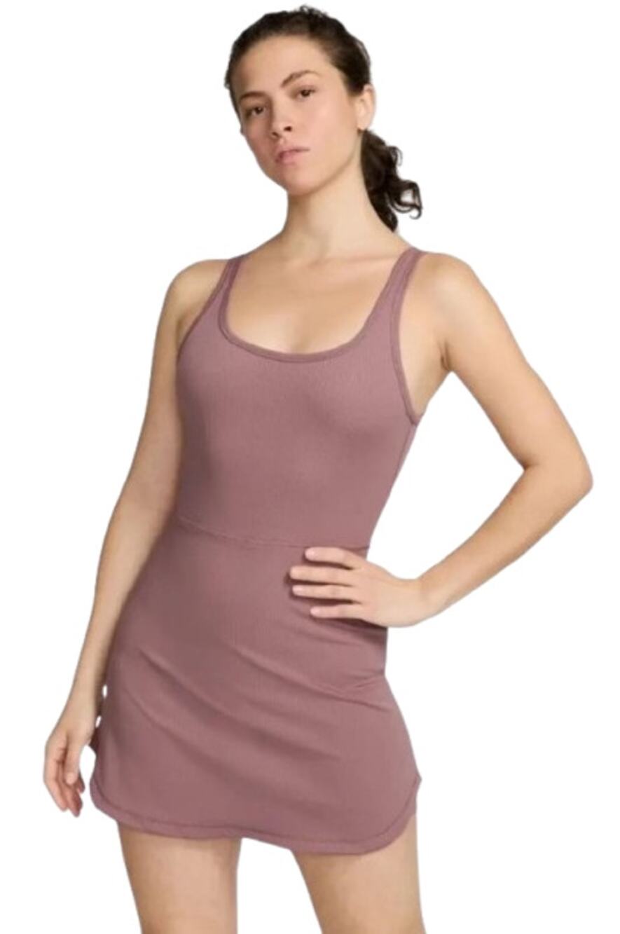 NIKE Women's One Dri-fit Scoop Neck Tank Dress XL Pink Mauve Stretch NWOT